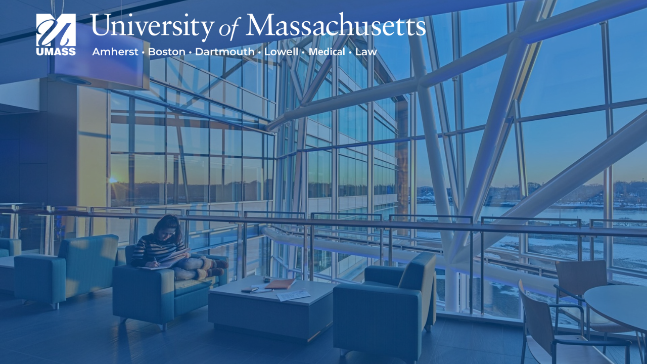 Integrated Sciences Complex @ UMass Boston, with Blue Gradient Overlay
