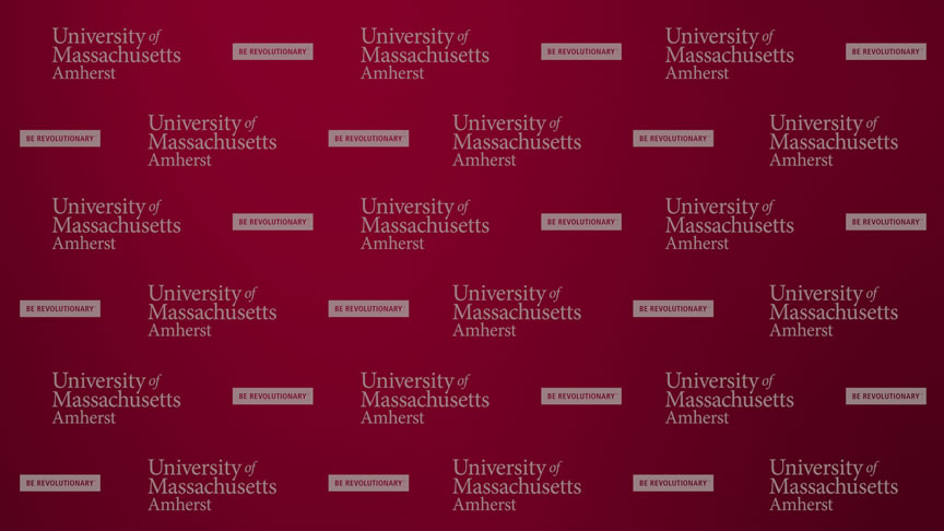 UMass Amherst logo tiled over maroon background
