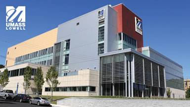UMass Lowell emerging technology and innovation center with logo