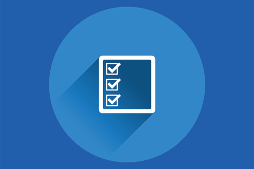 white rectangle with with white checkboxes on top of a blue background