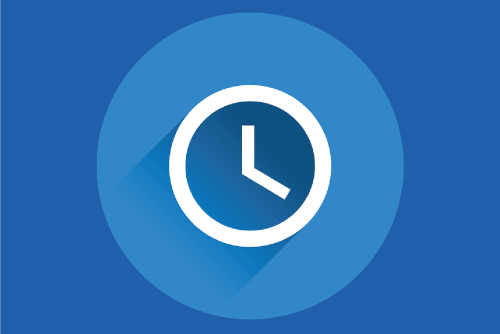 Blue background white clock 