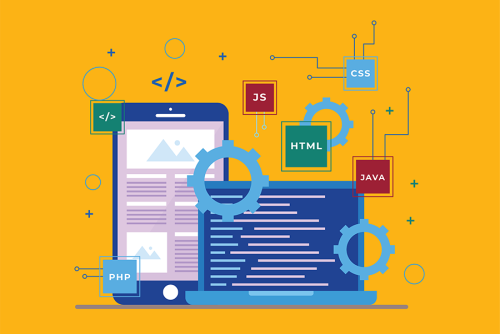 Web code and design graphic.