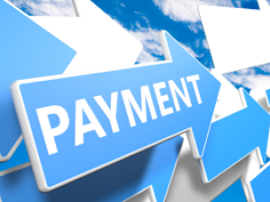 Series of blue and white arrow point to the right with one arrow containing the word Payment