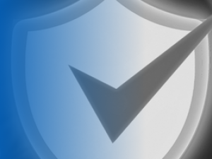 Graphic of a simple icon shield with check mark in the middle