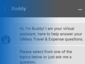 Small screenshot of chatbot interface with a welcome message.