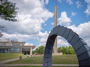 campus semi-circle sculpture