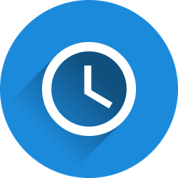 White clock over blue background