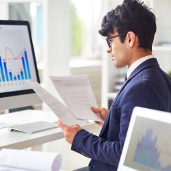 Person looking at budget information.