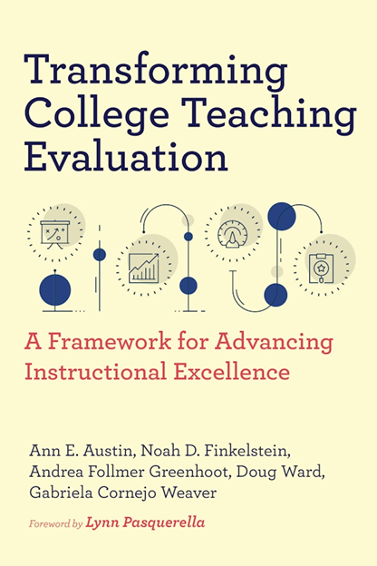 Pale yellow book cover with the title Transforming College Teaching Evaluation